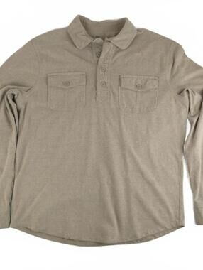 Gap Long Sleeve Beige Polo Shirt with Button Pockets Size L